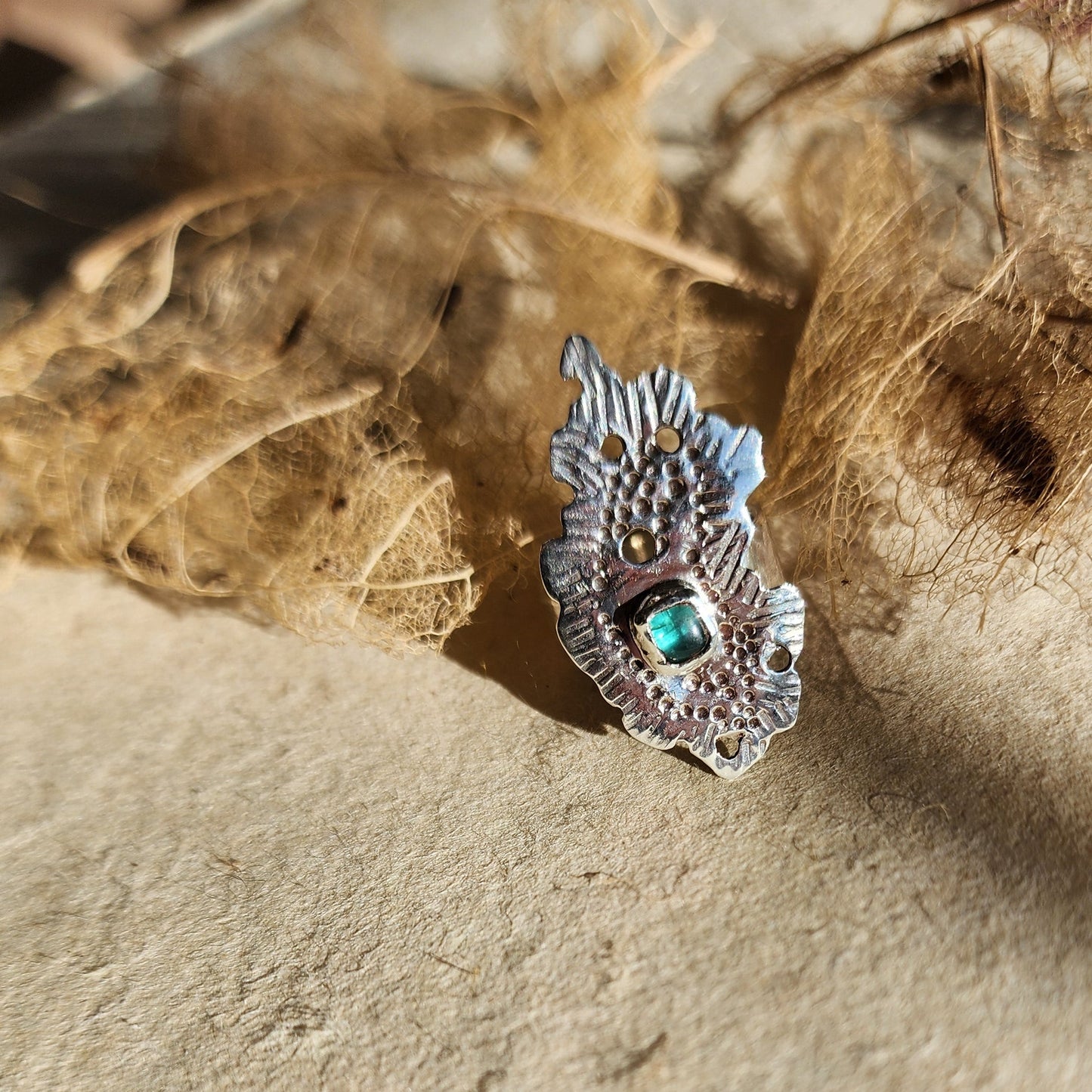 Blue Tourmaline Mermaid Ring in Sterling Silver US Size 6.25