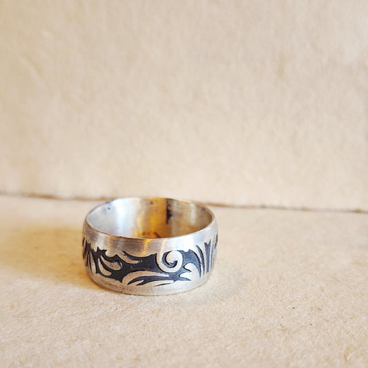 Vines Sterling Silver Ring US Size 8.75
