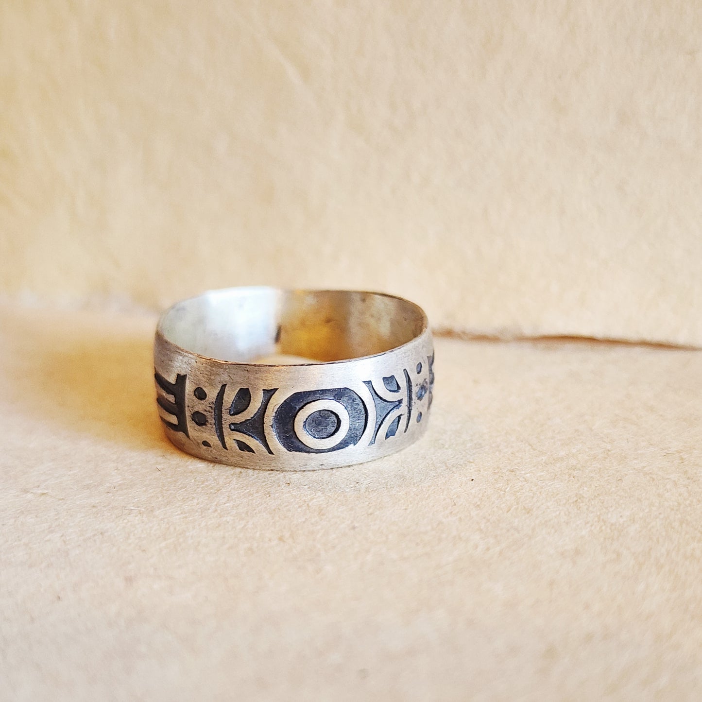 Mandala Sterling Silver Ring US Size 12
