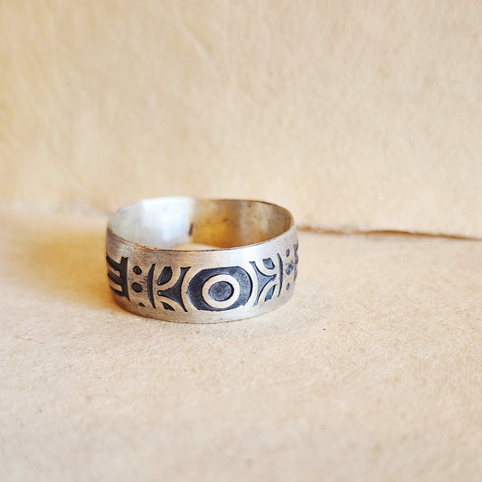 Mandala Sterling Silver Ring US Size 12