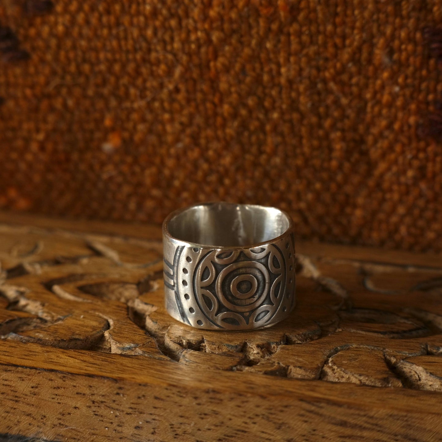 The Wheel Hand Crafted Sterling Silver Ring in US Size 13.75