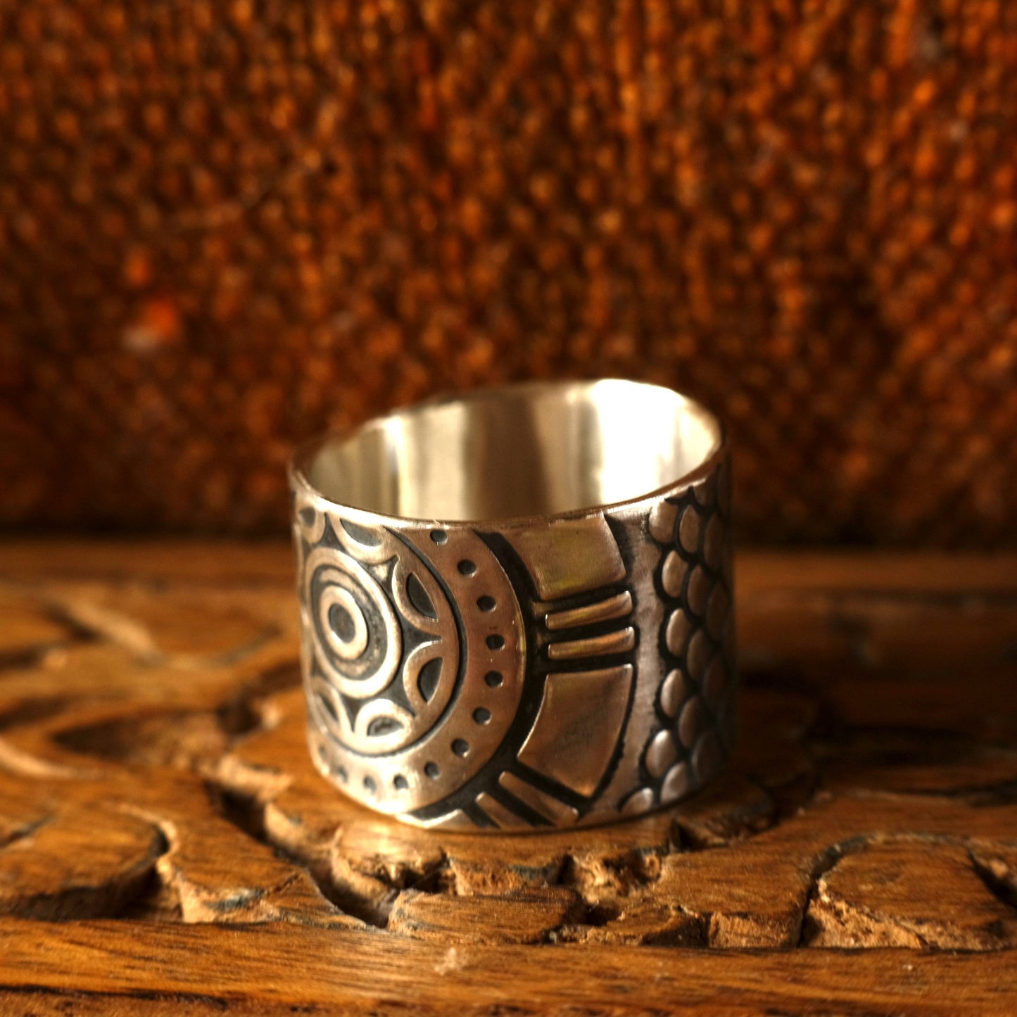 The Wheel Hand Crafted Sterling Silver Ring in US Size 13.75