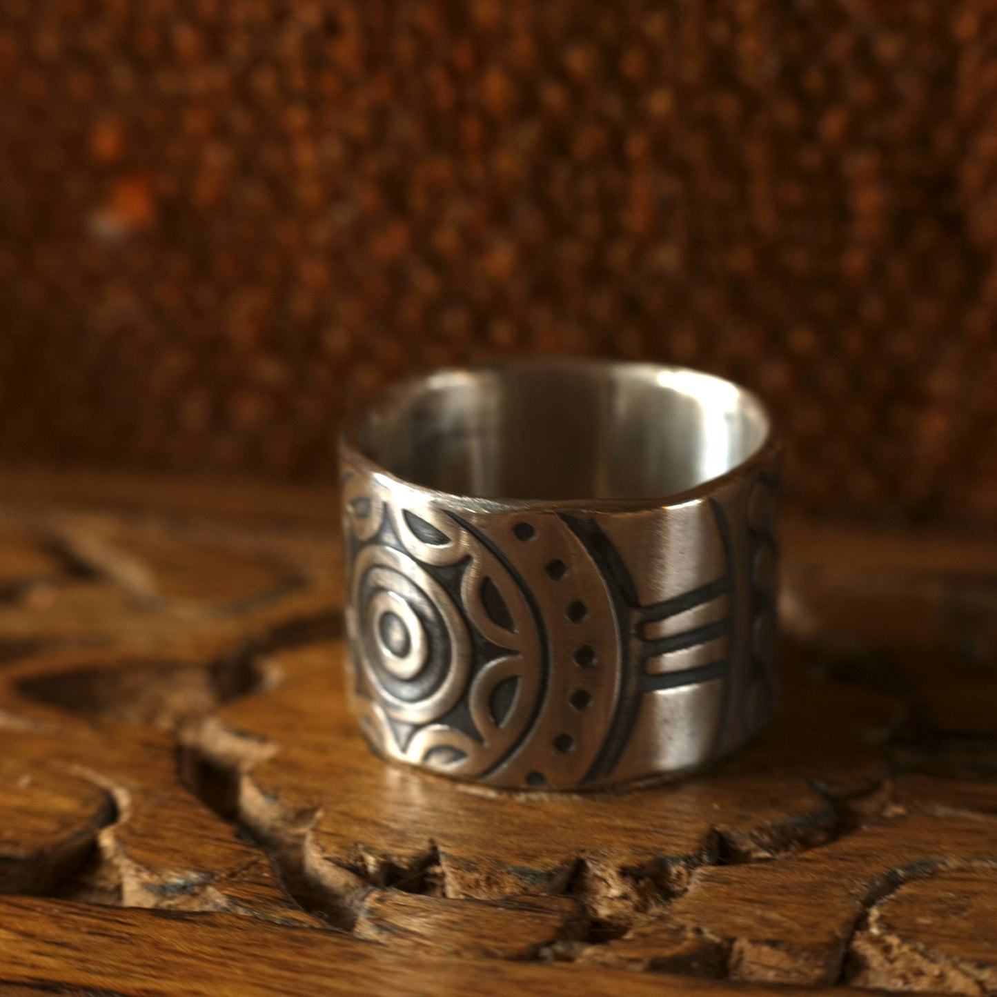 The Wheel Hand Crafted Sterling Silver Ring in US Size 13.75