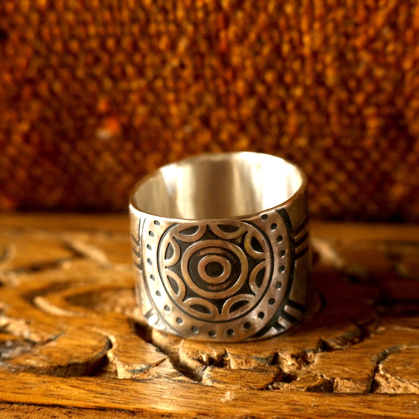 The Wheel Hand Crafted Sterling Silver Ring in US Size 13.75