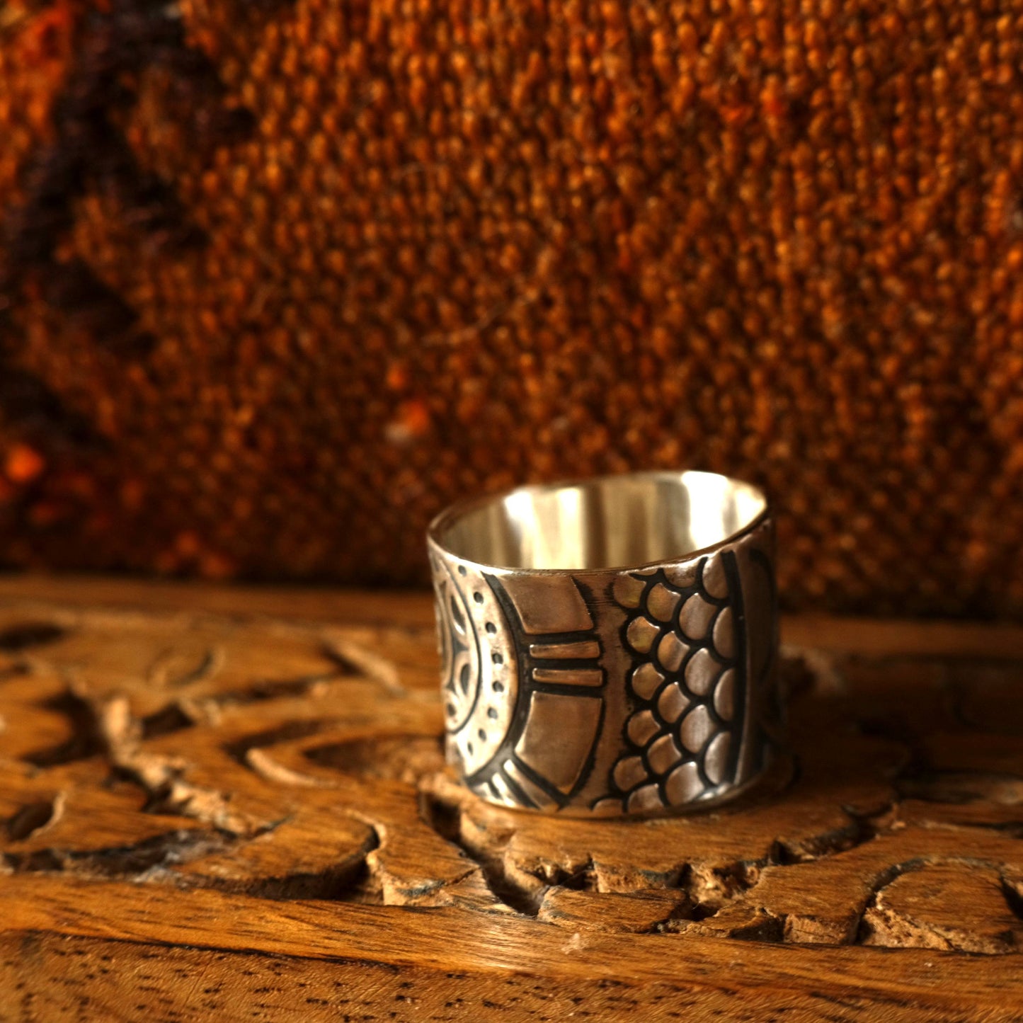 The Wheel Hand Crafted Sterling Silver Ring in US Size 13.75