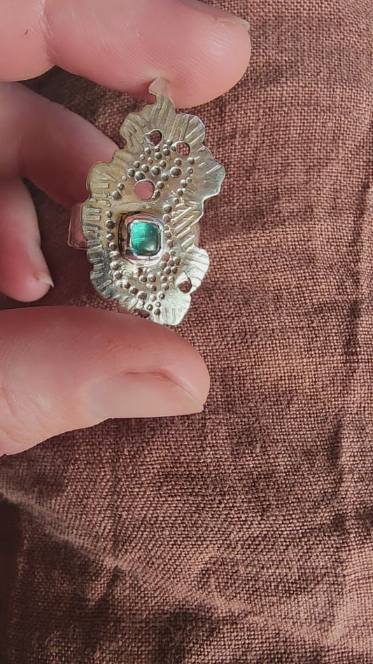 Blue Tourmaline Mermaid Ring in Sterling Silver US Size 6.25